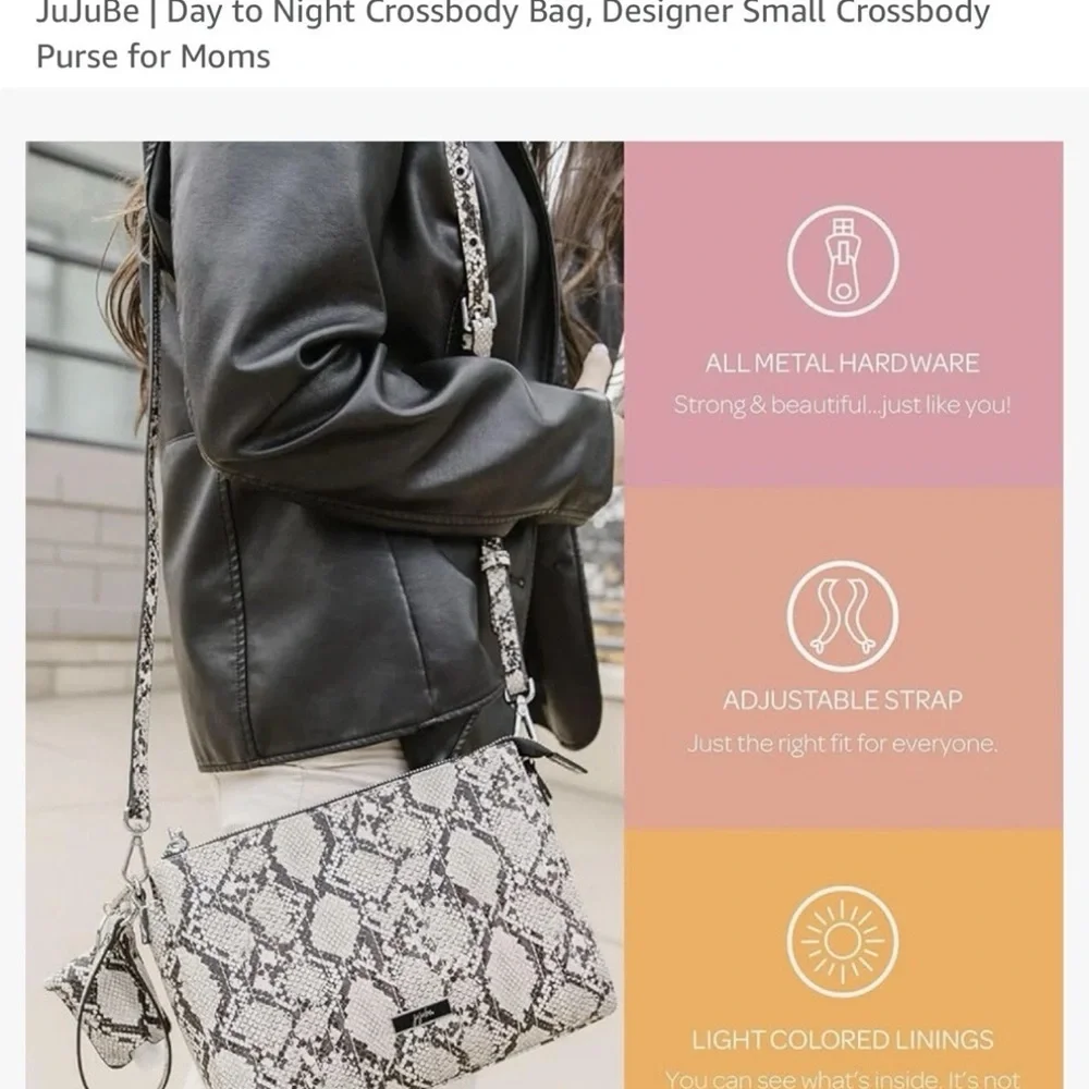 NEW -Ju-Ju-Be Snake Print Crossbody Bag (day to night)